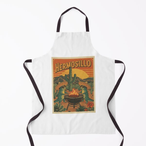 Item preview, Hermosillo Cartoon Axolotls Grilling in Desert Sunset designed and sold by RetroPop23.