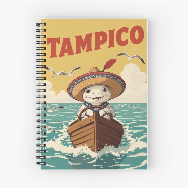 Item preview, Axolotl in Boat Illustration in Tampico Seascape designed and sold by RetroPop23.