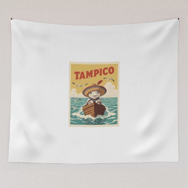 Item preview, Axolotl in Boat Illustration in Tampico Seascape designed and sold by RetroPop23.