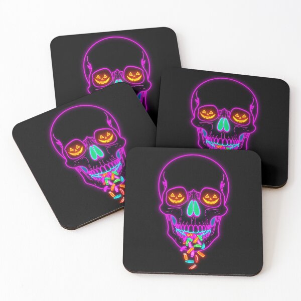 Item preview, Halloween Neon Skull – Futuristic Cyberpunk Skull Artwork designed and sold by RAKO13.