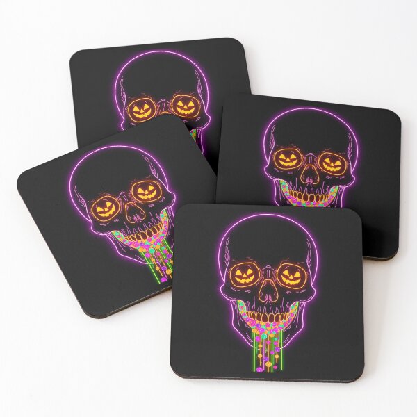 Item preview, Halloween Neon Skull – Futuristic Cyberpunk Skull Artwork designed and sold by RAKO13.
