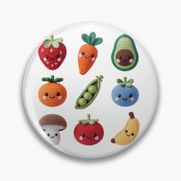 Item preview, Kawaii Crochet Fruits and Vegetables Grid Design designed and sold by NavigatorStreet.