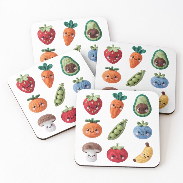 Item preview, Kawaii Crochet Fruits and Vegetables Grid Design designed and sold by NavigatorStreet.