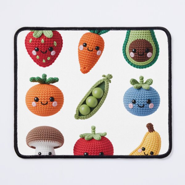 Item preview, Kawaii Crochet Fruits and Vegetables Grid Design designed and sold by NavigatorStreet.