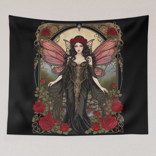 Item preview, Rose Ember - Hada Bloom Nouveau No. 004 (Rosa Roja Art Nouveau) designed and sold by FaerieFusion.