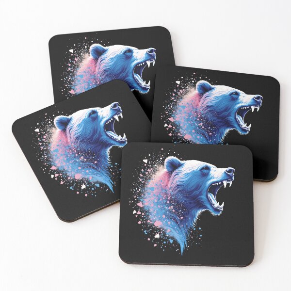 Item preview, Roaring Bear Head Blue And Pink designed and sold by MooonTees.