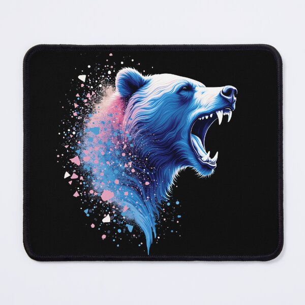 Item preview, Roaring Bear Head Blue And Pink designed and sold by MooonTees.