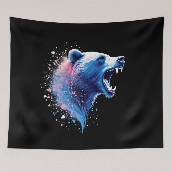 Item preview, Roaring Bear Head Blue And Pink designed and sold by MooonTees.