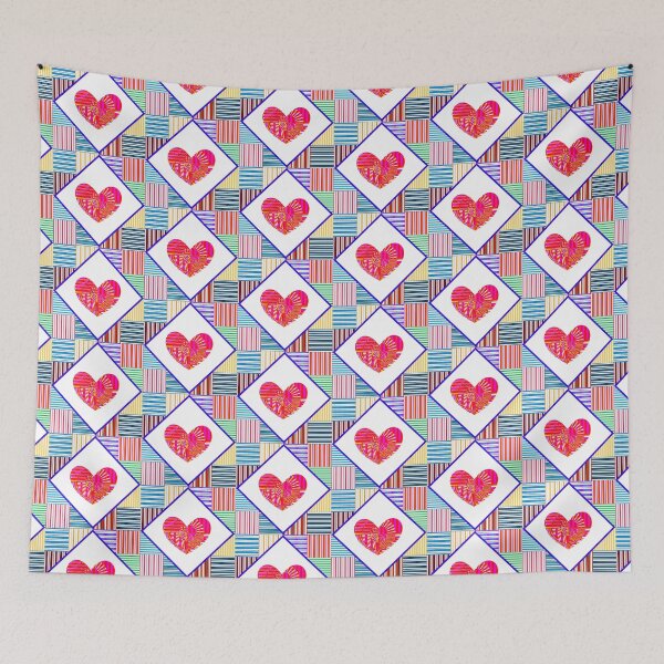 Item preview, Psychedelic Heart Quilt designed and sold by Chinaberries.