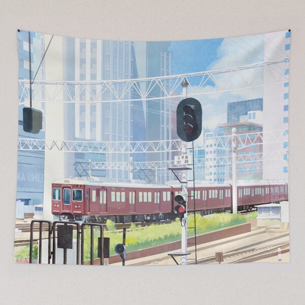 Item preview, Sunny day~ Hankyu train departing Osaka Umeda Station  梅田や 空青々と 電車出ずる designed and sold by Yiran0121.