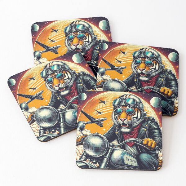 Item preview, Tiger  riding classic motorcycle designed and sold by Dogandesighn.