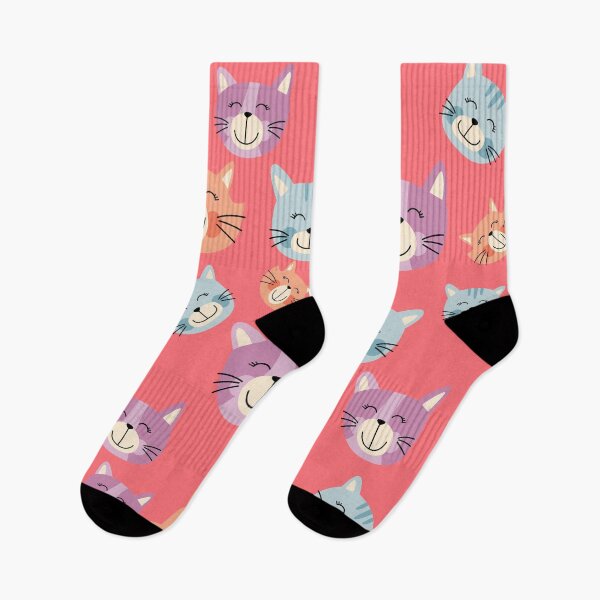 Item preview, Coral kitty faces pattern designed and sold by BritishDelights.