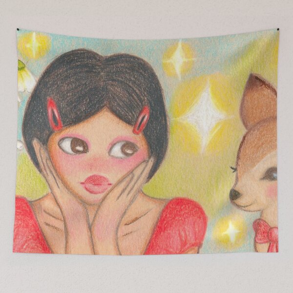 Item preview, Dreamy magical girl and fawn - perfect as a poster designed and sold by creativef0x.