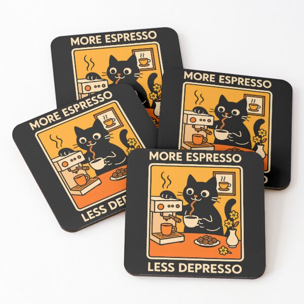 Item preview, More Espresso Less Depresso Cat 2 designed and sold by TheSamuraiCat.