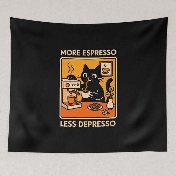 Item preview, More Espresso Less Depresso Cat 2 designed and sold by TheSamuraiCat.