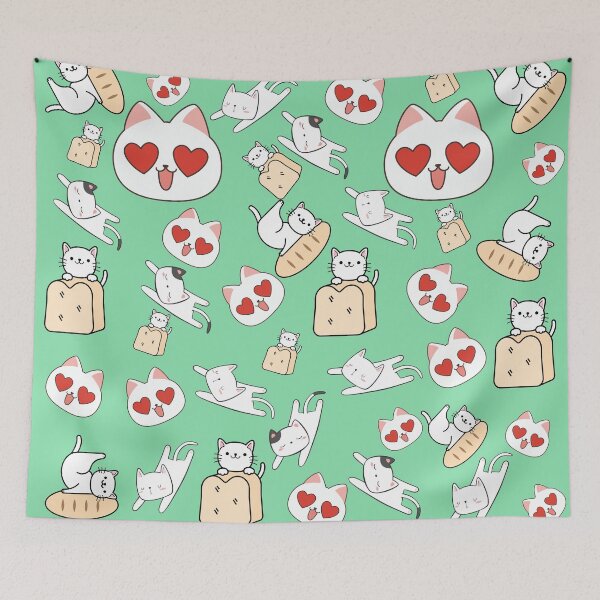 Item preview, White cat face with heart shape eyes designed and sold by BritishDelights.