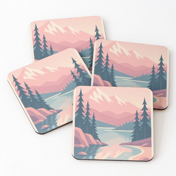 Aperçu de l'œuvre L’affiche vintage du coucher de soleil en montagne créée et vendue par Pink & California.