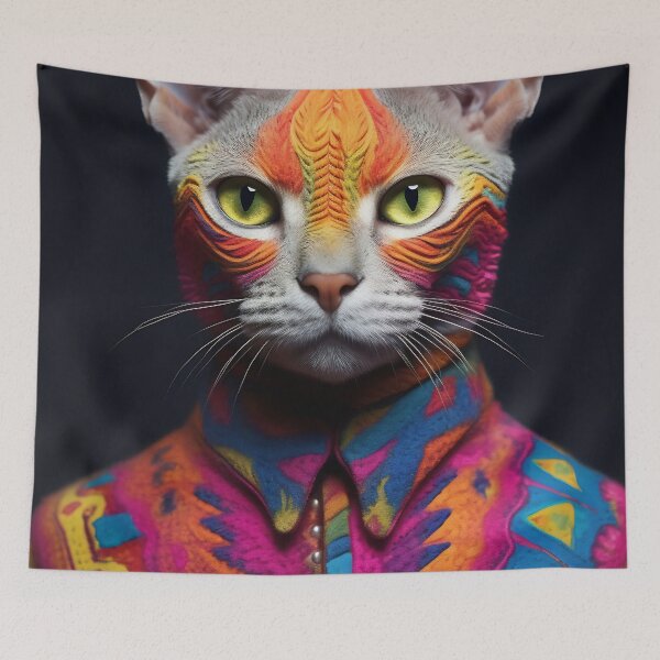 Item preview, Portrait of a Cat with fancy makeup and clothes designed and sold by anytka.