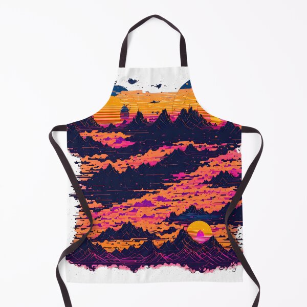 Item preview, Glitched Neon Mountains Under Twin Suns designed and sold by VintageVoidX.