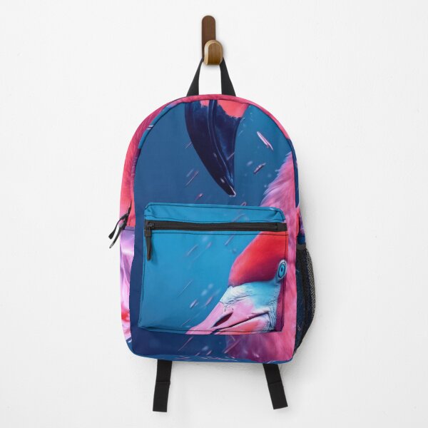 Item preview, Portrait of a flamingo on a neon blue pink background. Emotive portrait. Looking at the camera designed and sold by anytka.