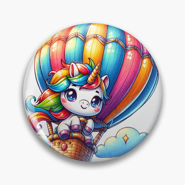 Item preview, Rainbow Unicorn in Hot Air Balloon – Cute Kawaii Adventure Art designed and sold by mybunnyparadise.
