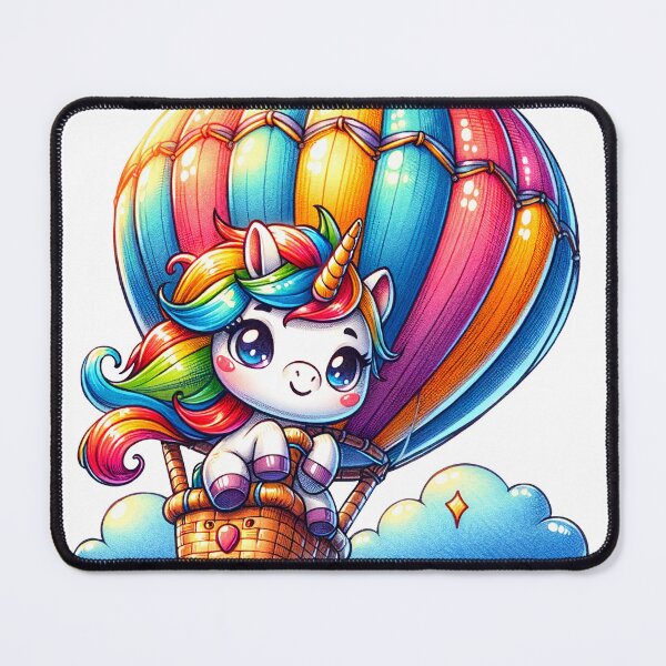 Item preview, Rainbow Unicorn in Hot Air Balloon – Cute Kawaii Adventure Art designed and sold by mybunnyparadise.