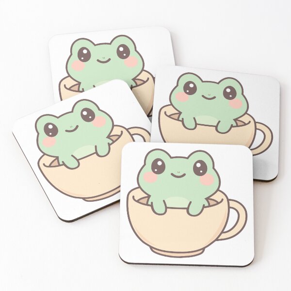 Item preview, Cute kawaii cartoon frog sitting inside a big coffee cup designed and sold by Pixel & Ponder.