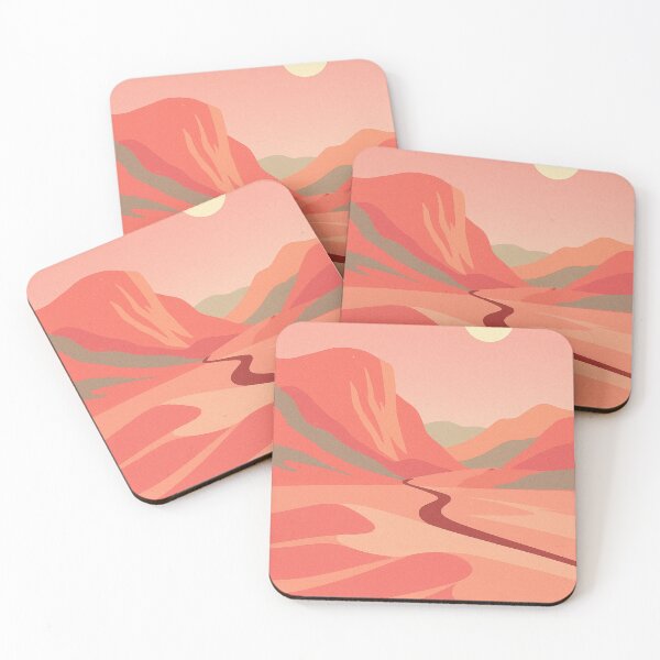 Aperçu de l'œuvre Désert Californien – Affiche vintage pastel au coucher du soleil créée et vendue par Pink & California.