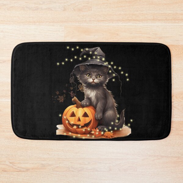 Item preview, cute witch kitty with pumpkin and lights designed and sold by DżodżoJoy.