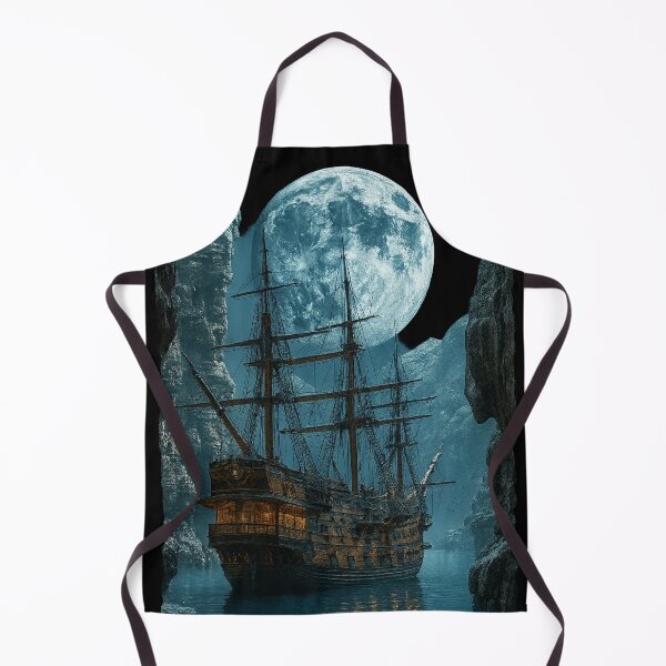 Item preview, Moonlit Pirate Ship – Fantasy Ocean Voyage Artwork designed and sold by NeonCore.