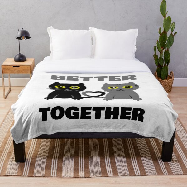 Aperçu de l'œuvre Mieux ensemble - Joli couple de chats avec un cœur et une queue créée et vendue par fishdesigns.