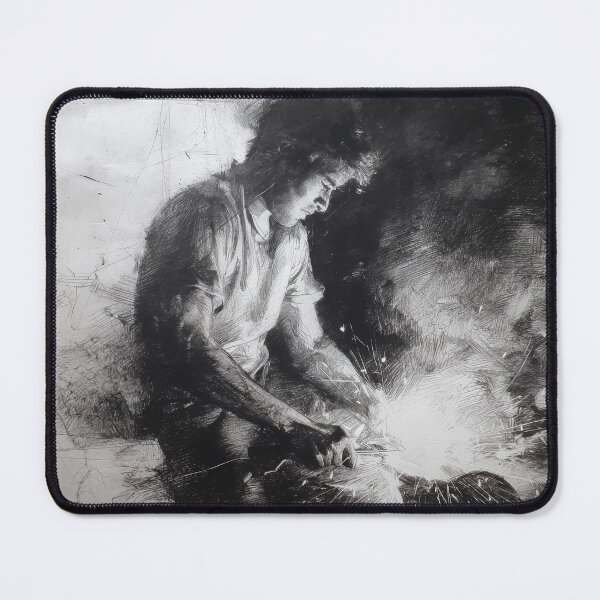 Item preview, Blacksmith at Forge – Charcoal Drawing Industrial Art designed and sold by ArgentoArt.