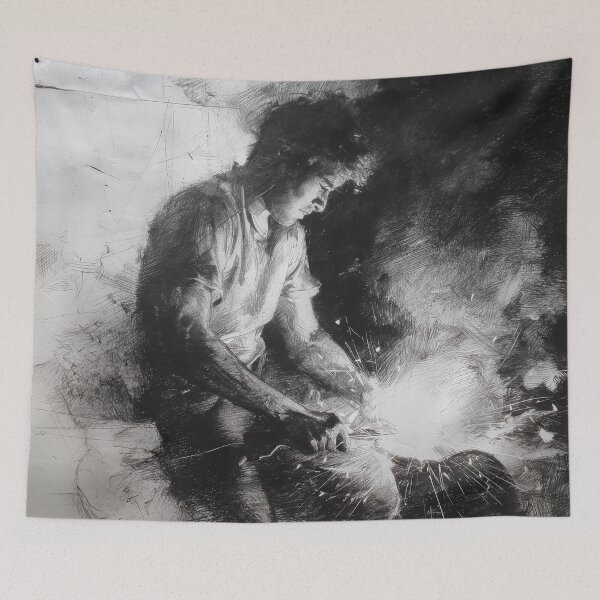 Item preview, Blacksmith at Forge – Charcoal Drawing Industrial Art designed and sold by ArgentoArt.