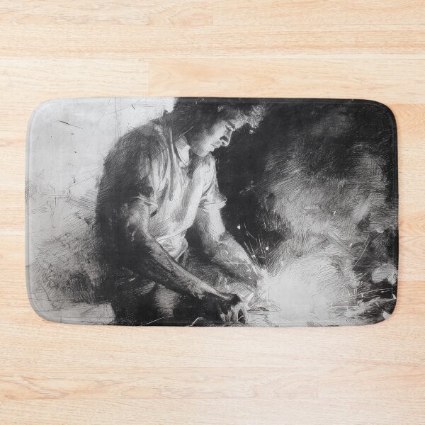 Item preview, Blacksmith at Forge – Charcoal Drawing Industrial Art designed and sold by ArgentoArt.