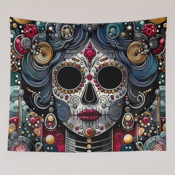 Item preview, Colorful Catrina Illustration - Vibrant Day of the Dead Art designed and sold by  Ojo de Lilith.