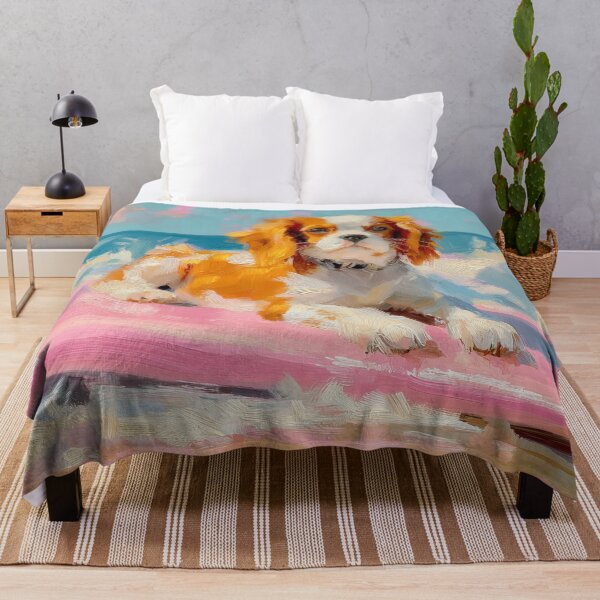 Item preview, Surfing Cavalier King Charles Spaniel – Pastel Dog Art Print designed and sold by Gino By Design.