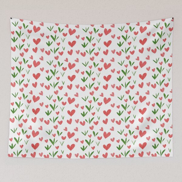 Item preview, Textured Pink & Red Hearts with Botanical Leaves | Romantic Nature-Inspired Art | Minimalist Textured Illustration for Modern Aesthetic Decor designed and sold by Art By Rukayya.