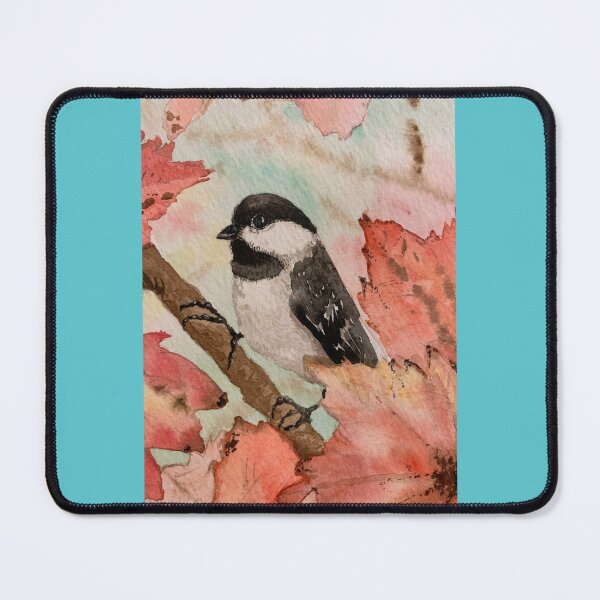 Item preview, Watercolor of a Chickadee in the fall designed and sold by BirdsandMoreArt.