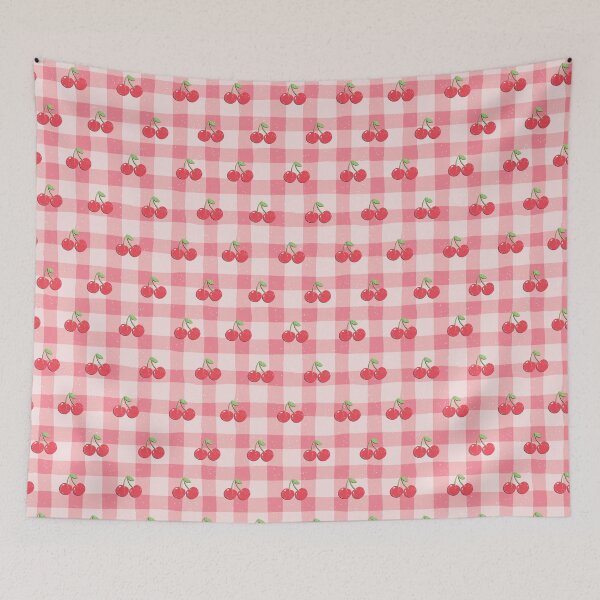 Item preview, Pink and Red Cherry Plaid Pattern | Cute Checkered Design with Sweet Cherry Aesthetic | Retro Vintage Picnic Style Pattern designed and sold by Art By Rukayya.