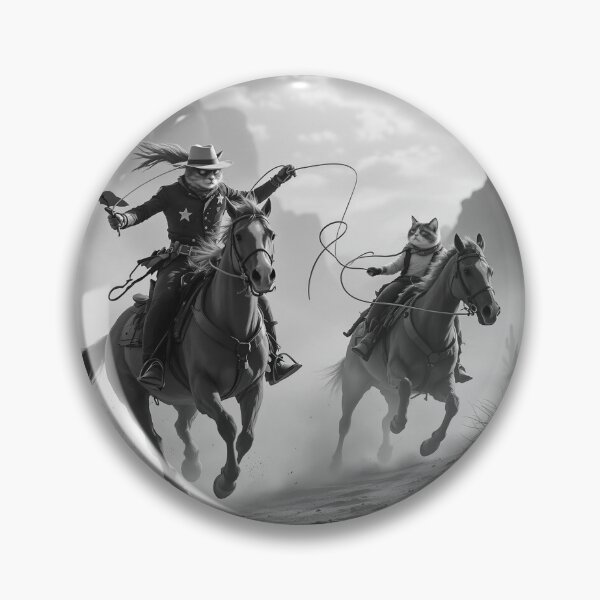 Item preview, Cowboy Cats Riding Horse, Hyper Realistic Western Sunset Scene, Cinematic Wild West Canyon Artwork, Fantasy Cowboy Animal Design designed and sold by KaryaVisionSTR.