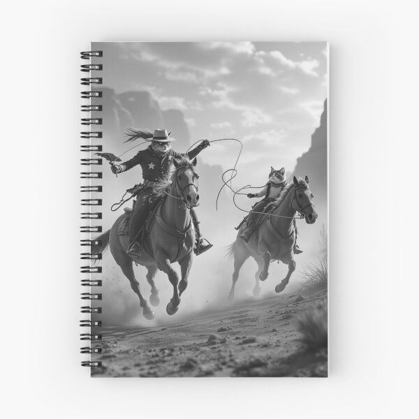 Item preview, Cowboy Cats Riding Horse, Hyper Realistic Western Sunset Scene, Cinematic Wild West Canyon Artwork, Fantasy Cowboy Animal Design designed and sold by KaryaVisionSTR.