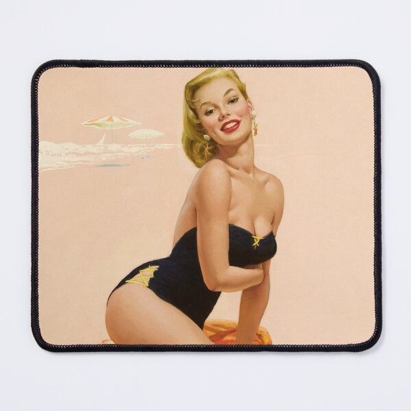 Item preview, Beach Blonde, Blanket and Black Bathing Suit by Al Buell - Pin-Ups Collection designed and sold by centuryretromedia.