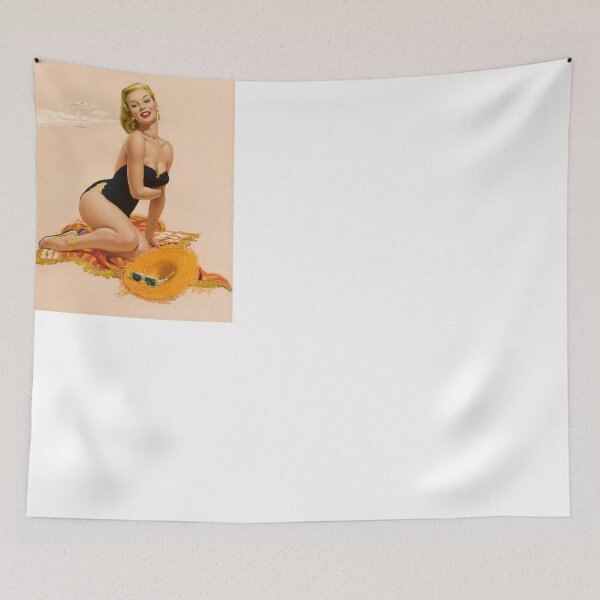 Item preview, Beach Blonde, Blanket and Black Bathing Suit by Al Buell - Pin-Ups Collection designed and sold by centuryretromedia.