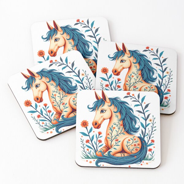 Item preview, Floral Folk Art Horse Illustration designed and sold by BirdsnStuff.