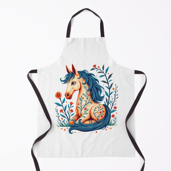Item preview, Floral Folk Art Horse Illustration designed and sold by BirdsnStuff.
