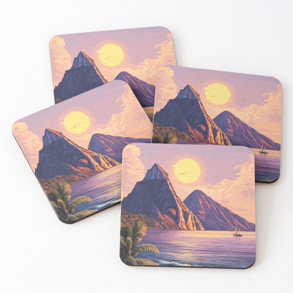 Item preview, Gros and Petit Pitons Soufriere Sunset Saint Lucia Travel designed and sold by scicilysimonee.