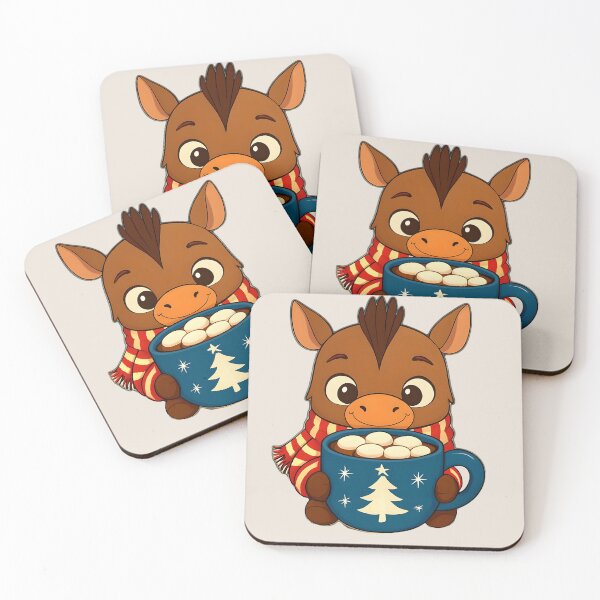 Item preview, Cute Baby Donkey with Hot Chocolate Mug – Cozy Christmas Winter Animal Art designed and sold by SkyTastic.