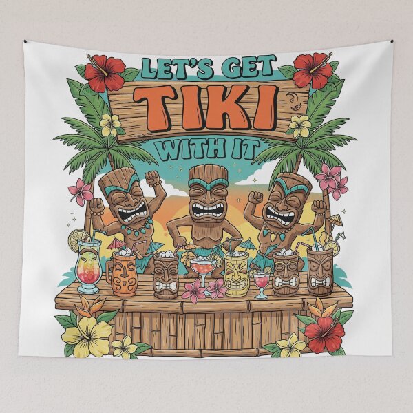 Item preview, LET´S GET TIKI WITH IT get jiggy with it - crazy life at the tiki bar - 7168x7168 designed and sold by darky72.
