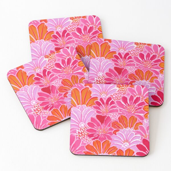Artikelvorschau, Preppy rosa und orange Blumen Gouache Malerei entworfen und verkauft von SophieClimaArt.