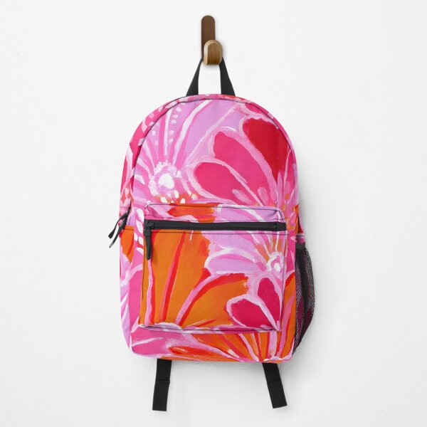 Item preview, Preppy pink and orange flowers gouache painting designed and sold by SophieClimaArt.